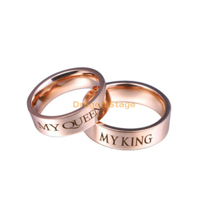 Bague de fiançailles simple en acier inoxydable or rose design couple