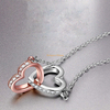 Bijoux cadeau femme cristal personnalisé plaqué or rose double collier pendentif coeur strass
