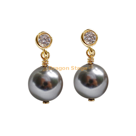 Boucles d'oreilles personnalisées en argent sterling S925 avec zircon en or 18 carats