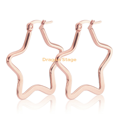3d bijoux de mode Huggie étoile Unique en acier inoxydable coeur cerceau goutte plaqué or Simple géométrique boucle d'oreille pour les femmes