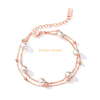 vente en gros bijoux cadeau double couche argent or rose acier inoxydable perle bracelet chaîne pour fille