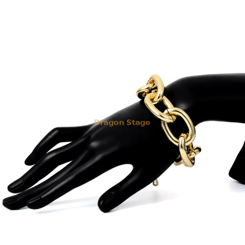 Gros bijoux en métal personnalisé grand bracelet à chaîne épaisse en or
