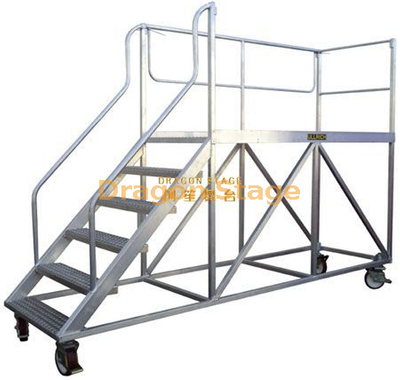 Chariot à échelle en aluminium pour entrepôt avec rail de sécurité