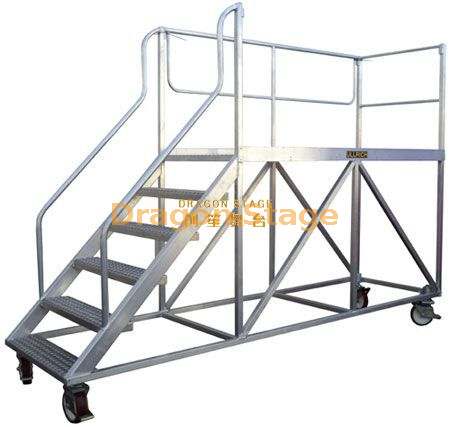 Chariot à échelle en aluminium pour entrepôt avec rail de sécurité