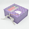 Personnalisé violet dessin animé imprimé fleur boîte carton papier emballage coffrets cadeaux boîte artisanale avec couvercle transparent