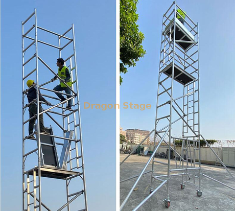 Échafaudage en aluminium double/simple largeur TUV pour travaux légers