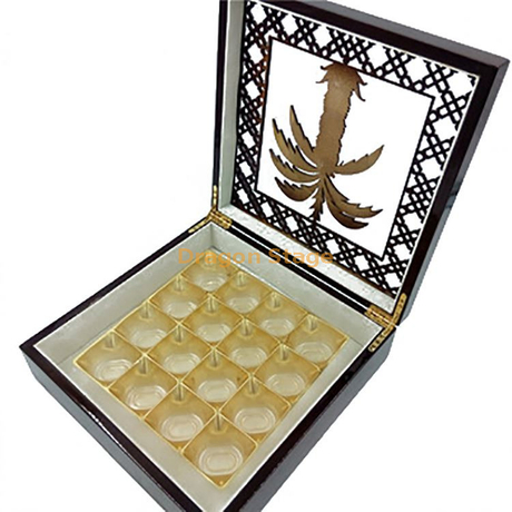 Boîte d'emballage en bois de dattes de chocolat de noix de coco fantaisie du marché du Moyen-Orient