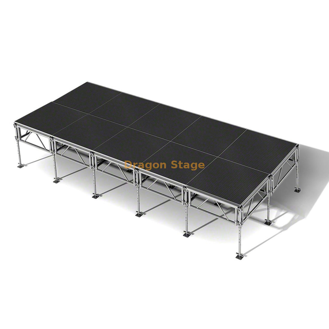  L'aluminium assemble la plate-forme modulaire portative réglable d'étape d'événement de concert 6.1x2.44m taille 0.6-1m avec 2 escaliers