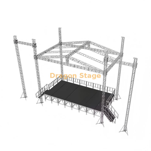 Système de scène de toit de concert professionnel 15x9x11m avec tours de haut-parleurs de 15m