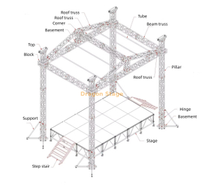Fiche de toit en aluminium DJ pour stade de mariage 7x4x8m