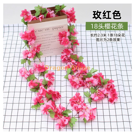Cherry Berry Blossom Branch Mariage Cherry Blossom Arbre Plum Blossom Peach Blossom Branche Plastique Fleur intérieure salon plafond Rose rouge Cherry Blossom Vine 1