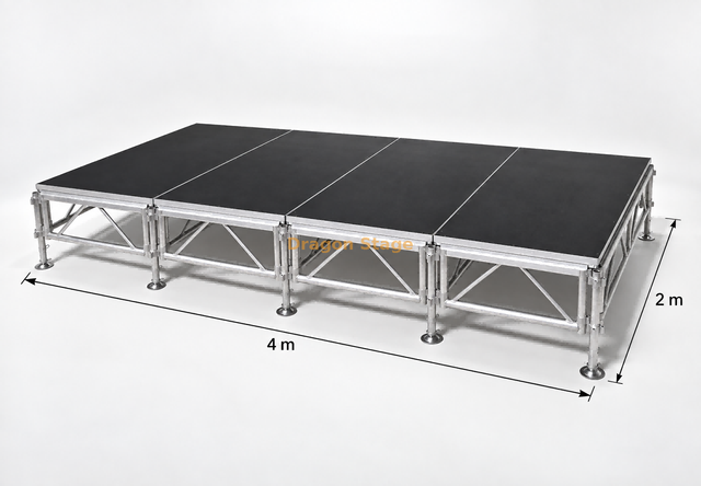 Plate-forme de scène portative modulaire en treillis de concert 4x2m avec 2 escaliers