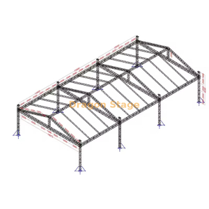 Système de fermes de toit en aluminium robuste pour événements extérieurs, 18x36x8m, Structure de scène de stade à triple grille de 8m de haut