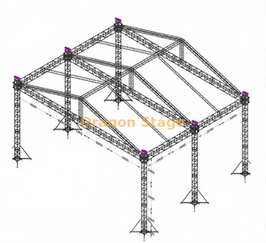 Système de fermes de toit de concert extérieur en aluminium 14x12x10m - Structure de scène de support au sol robuste à 6 piliers de 10 m de haut