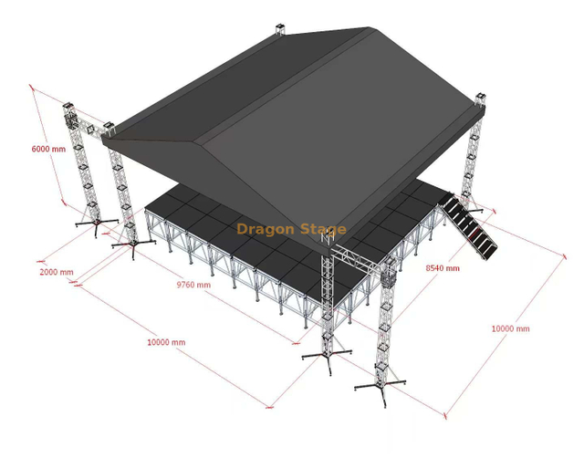 Scène de concert en plein air 10x10x6m