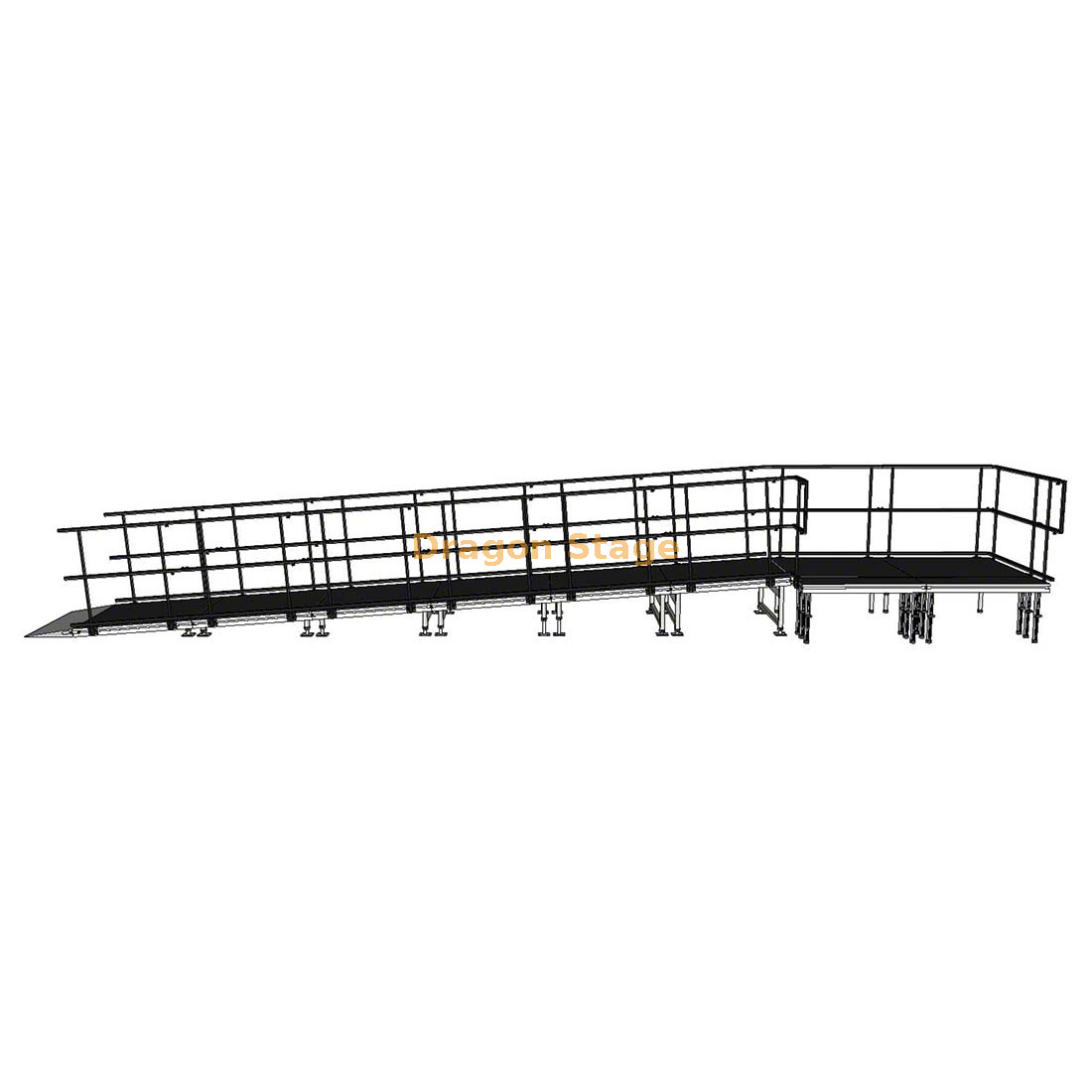Rampe de chargement droite en aluminium pour production de scènes, 10,30 x 1,63 m, pour valises routières et équipements audiovisuels