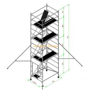 Échafaudage double de terrasse en bois personnalisé de 7 m avec échelles d'escalade