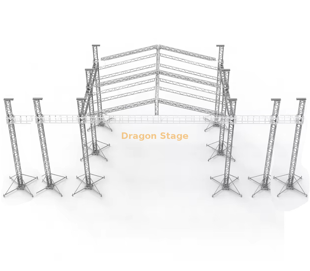 Scène extérieure de toit de 12x12x9m avec l'écran mené 5m et la botte de rangée de lignes 1.5m