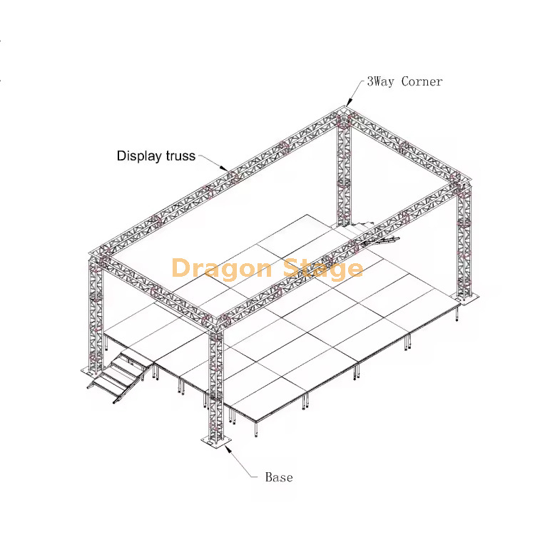 Botte en aluminium 5x7x4.5m d'étape extérieure d'événement de taille réglable