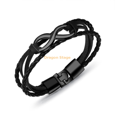 2019 Nouveaux bijoux européens et américains Infinity 8 Bracelet en cuir pour hommes