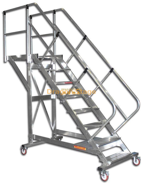 Échelle tubulaire industrielle à grande plate-forme en aluminium