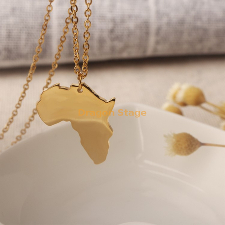 Collier de carte africaine personnalisé en acier inoxydable bijoux en or chaud de pédant personnalisé