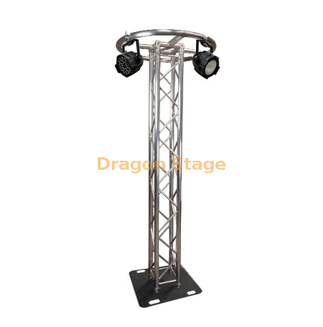 Truss Totem à bandes en aluminium de 8,20 pieds avec plaque de base 600x1000mm et anneau de cercle de 1m