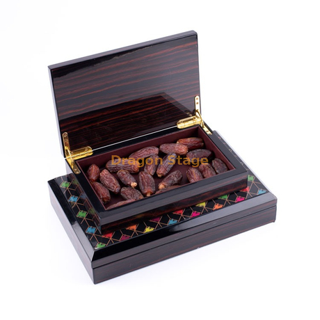KSA Riyad saison finition piano boîte de date en bois boîte de chocolat en bois type boîte de luxe ramadan