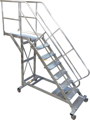 Plate-forme de travail aérienne mobile en aluminium avec mains courantes et escaliers
