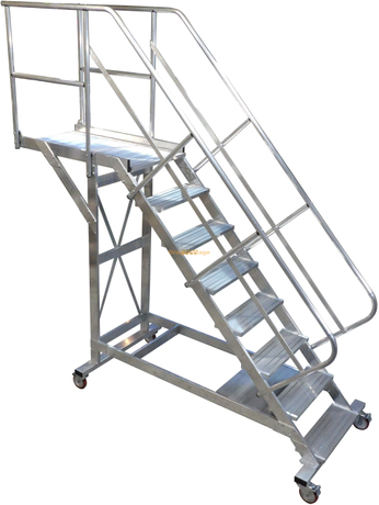 Plate-forme de travail aérienne mobile en aluminium avec mains courantes et escaliers
