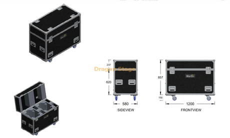 Flightcase à tête mobile en aluminium dur personnalisé avec rembourrage antichoc pour 2 pièces