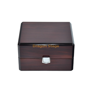 Boîte de montre en bois brillante de luxe de forces de défense principale brillantes de brun avec l'oreiller de cuir d'unité centrale
