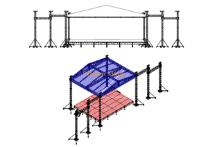 Système de botte de toit en aluminium pour fêtes événementielles 13x13x7m (43x43x23ft) avec scène modulaire12.2x12.2m Hauteur 1.6-2m (40x40ft)