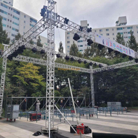 Scène musicale mobile portable avec structure à poutre centrale pour concerts et événements en direct