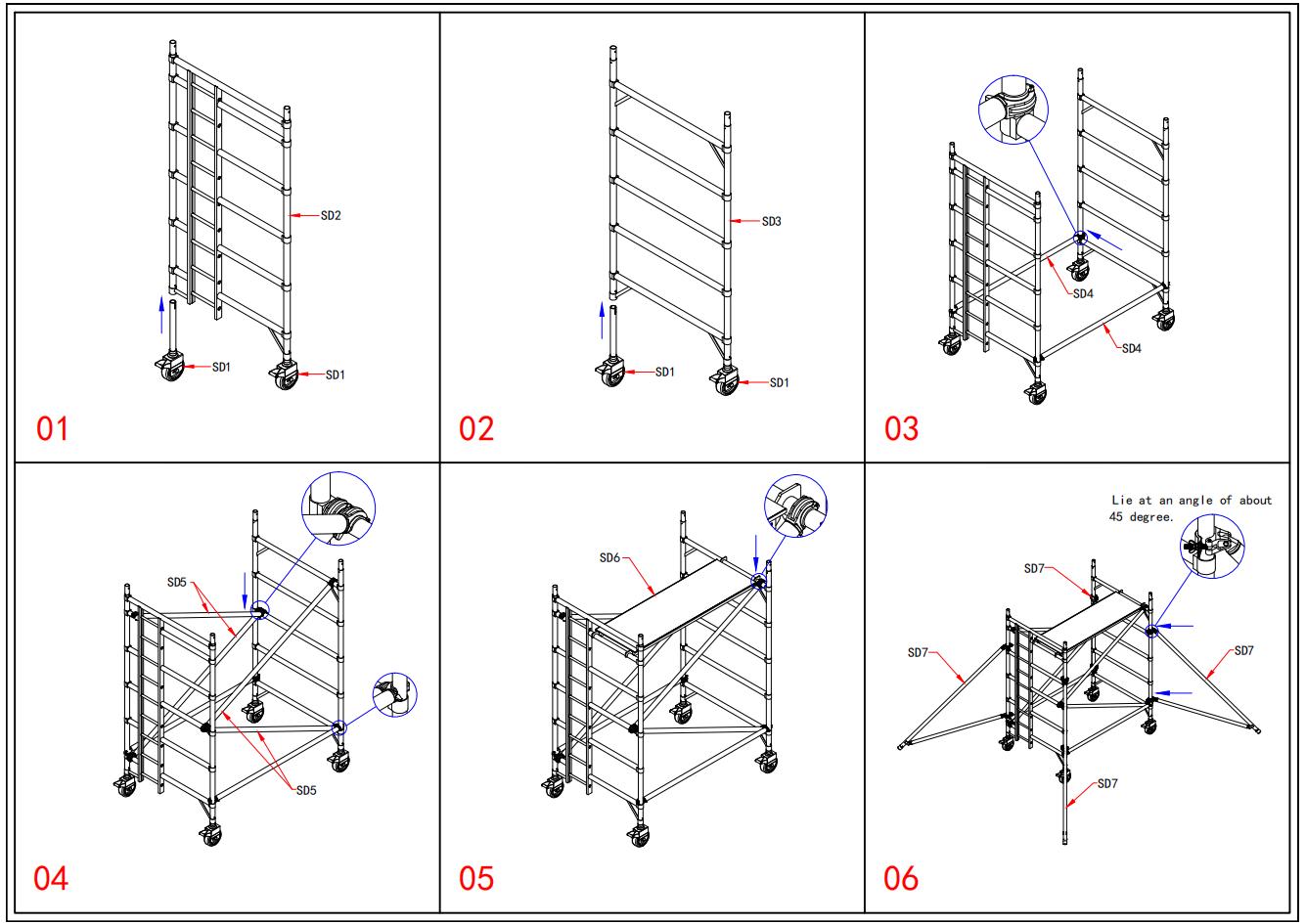 échafaudage en aluminium étape 2