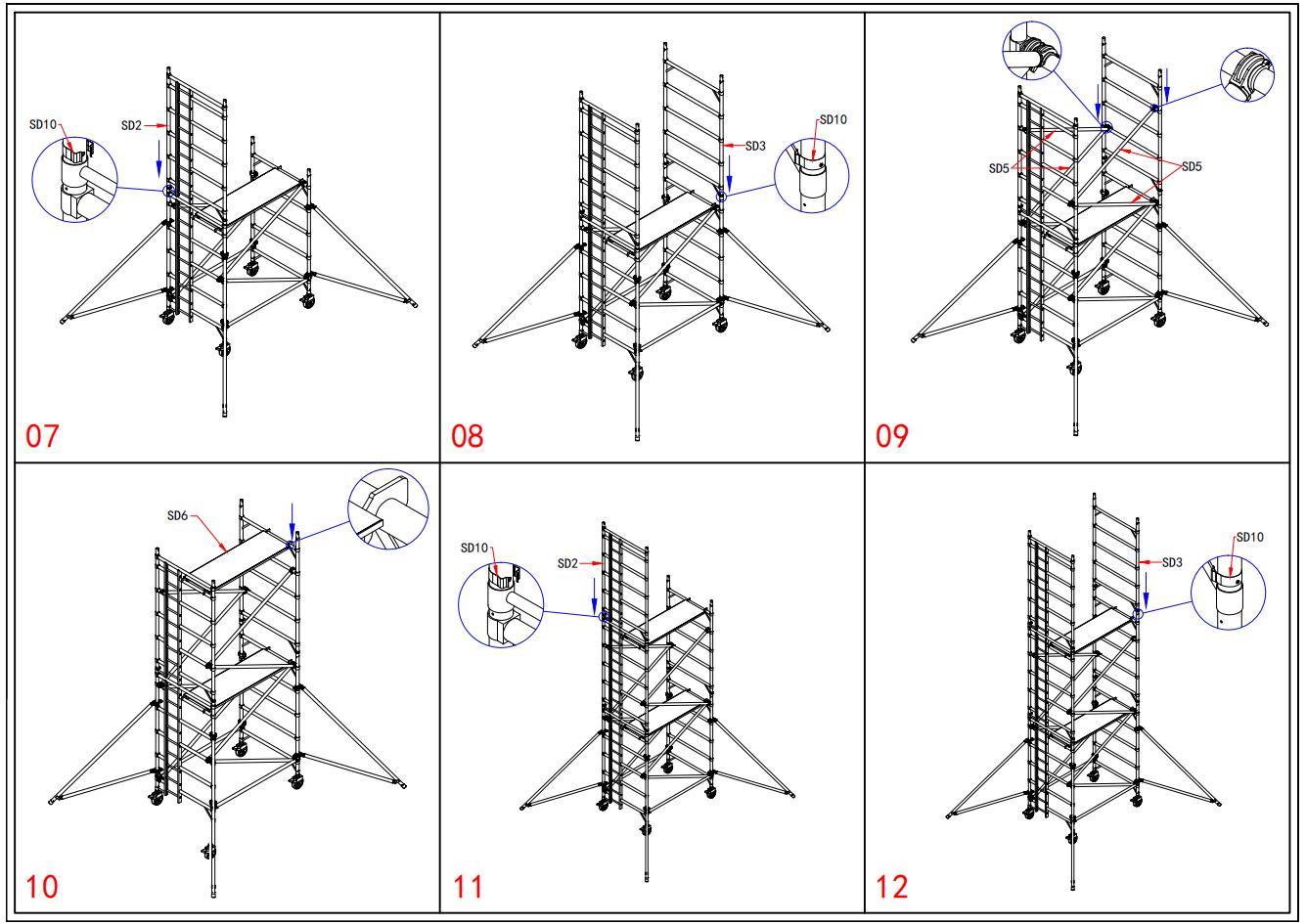 échafaudage en aluminium étape 3