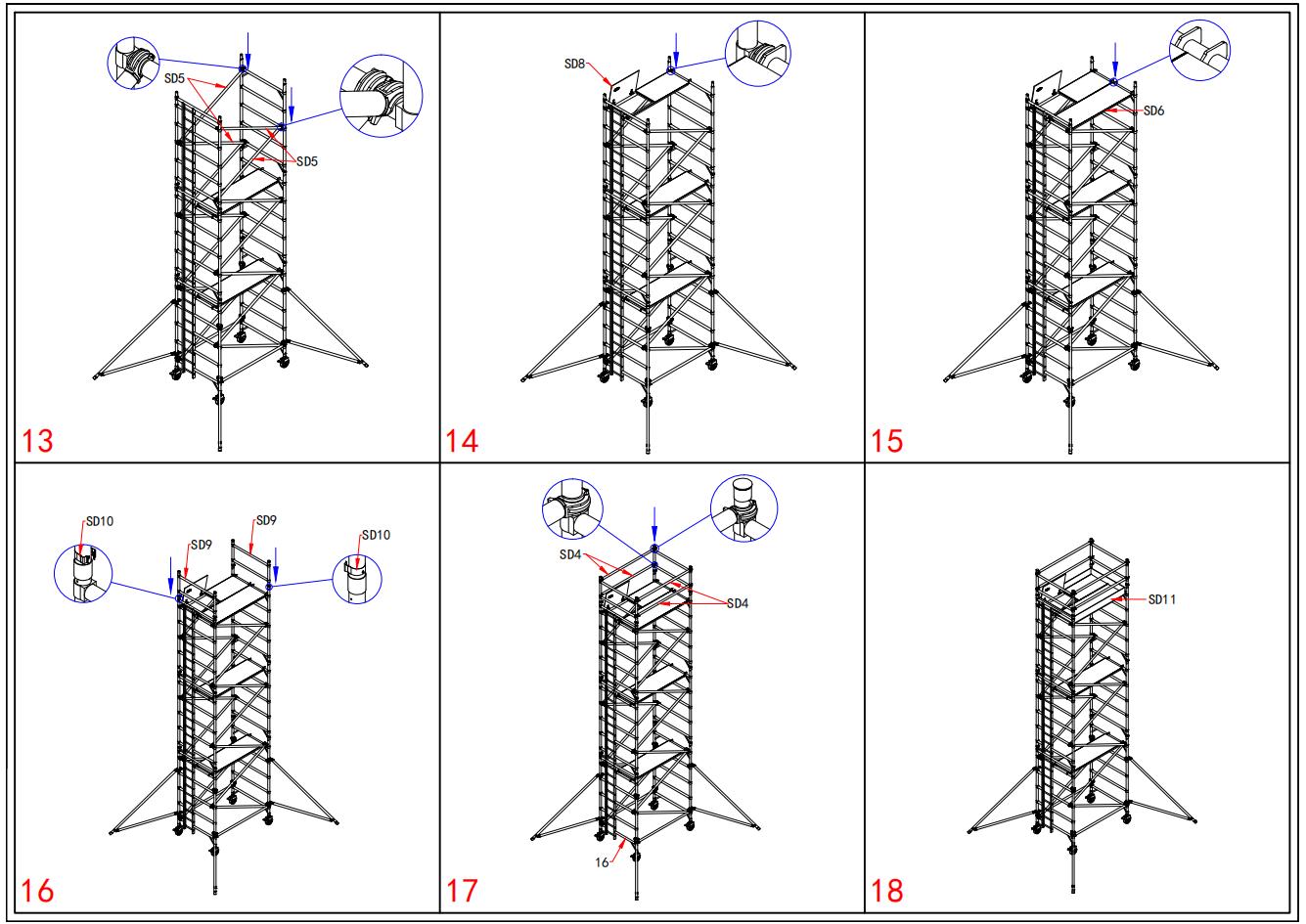 échafaudage en aluminium étape 4