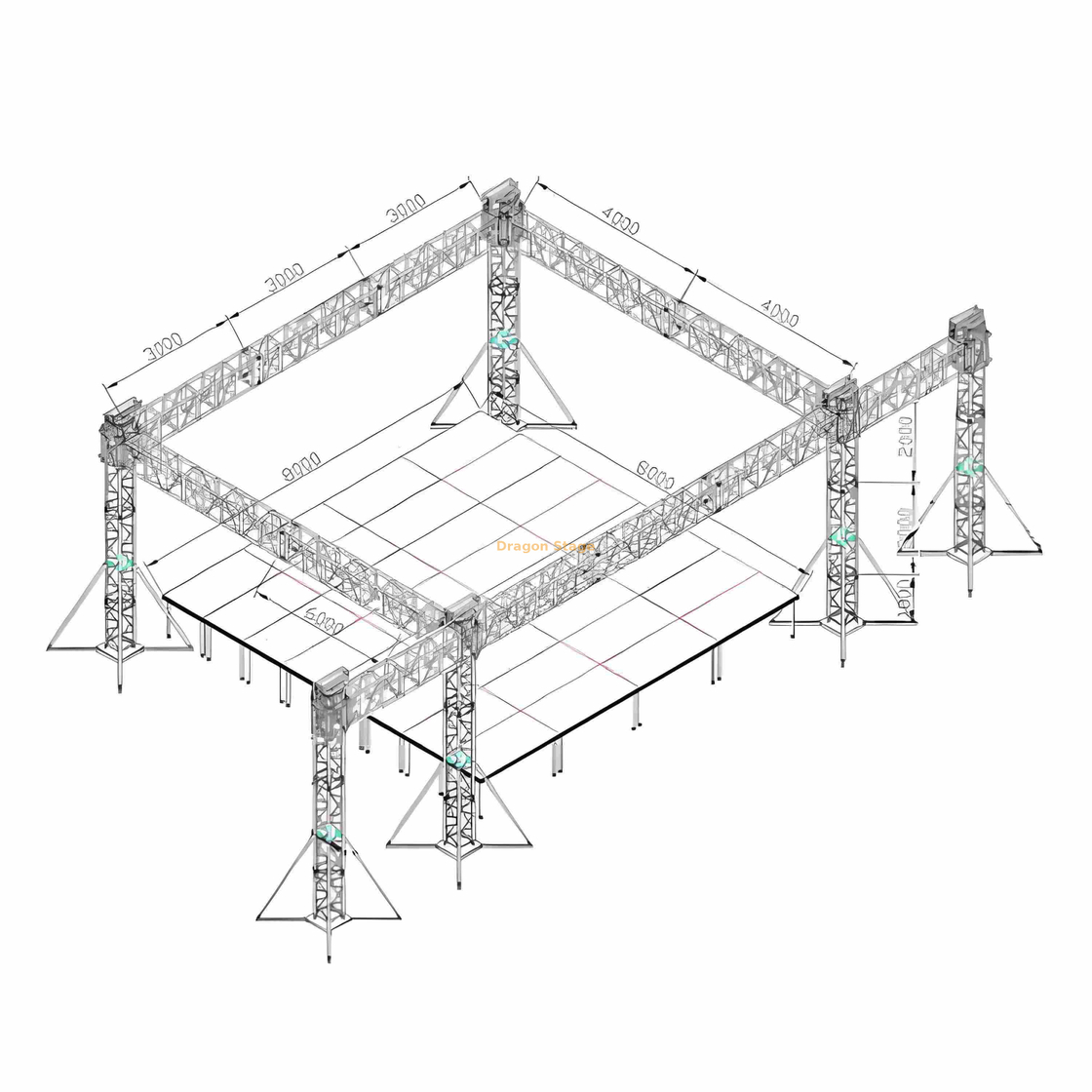Aluminium Extérieur de la scène Événement Événement 9x8x5m