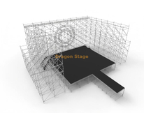 Scène de concert Ringlock de 12 x 10 m avec piste de 2 x 6 m, structures latérales LED et ferme circulaire de 400 mm