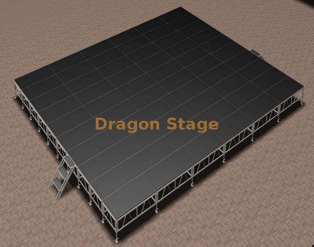 Plate-forme portative 12x10m de scène de contreplaqué antidérapant d'événement avec 2 escaliers