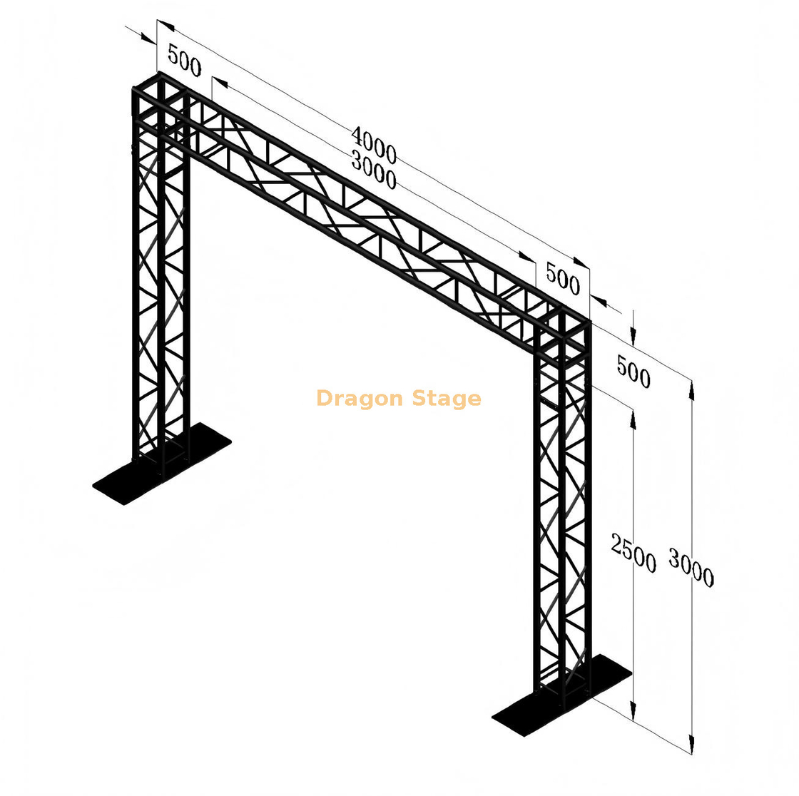 Système de ferme de poteau de but mobile en alliage d'aluminium 4x3m pour écrans LED et éclairage de scène