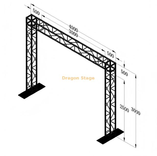 Système de ferme de poteau de but mobile en alliage d'aluminium 4x3m pour écrans LED et éclairage de scène