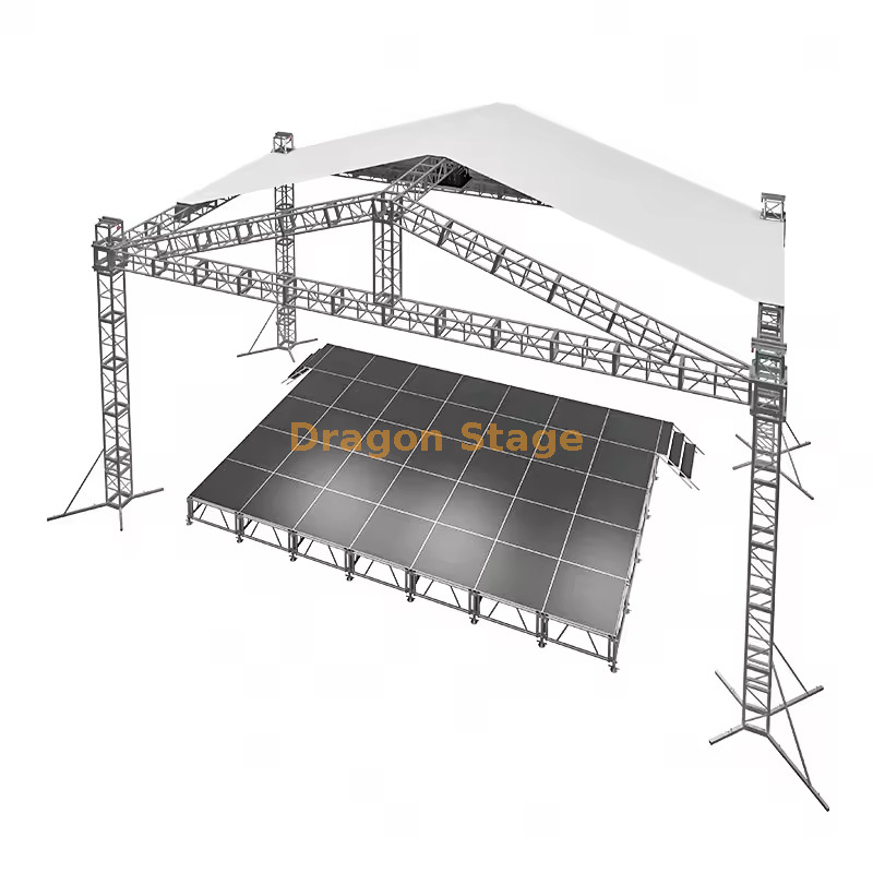 Système de ferme de toit de scène mobile en alliage d'aluminium 12x7x6m avec plate-forme de scène