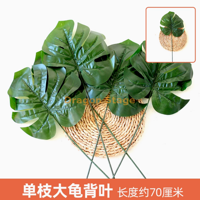 Plantes vertes, murs de plantes simulées, pelouses en plastique, balcons, arrière-plans intérieurs, murs de fleurs, branche simple bleue, dos de tortue surdimensionnée, 1 branche