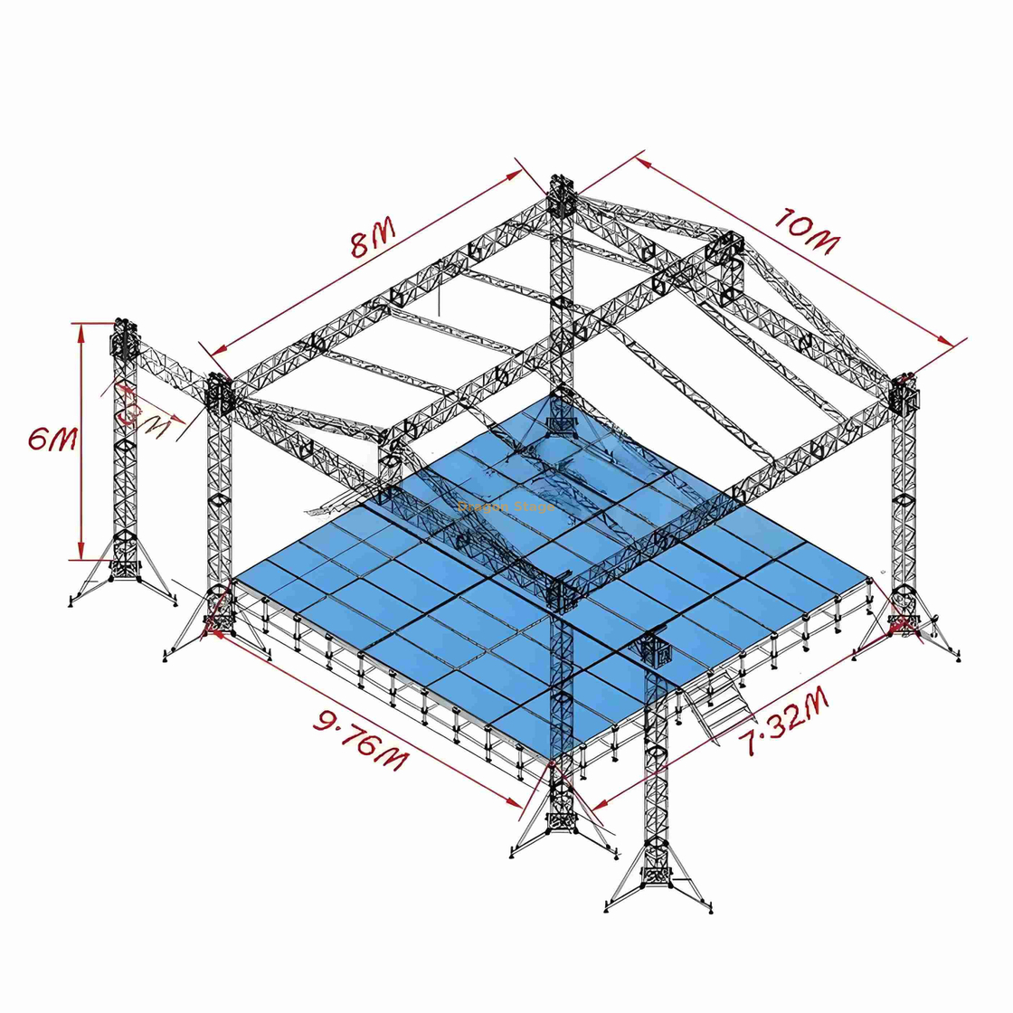 Système de fer à toit en extérieur avec des sons Ailes 10x8x6m