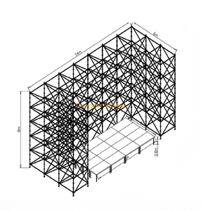 Mur en treillis Ringlock 14x6x8m avec scène rapide en aluminium 8x4m et 2 escaliers