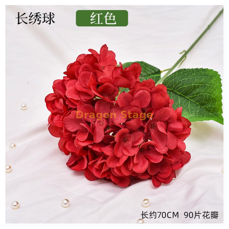 Bouquet à balle brodé simulé cérémonie de mariage décoration décoration fleur de fleur de soie plusieurs têtes fausse fleur une fleur simple branche rouge fleur de balle brodée