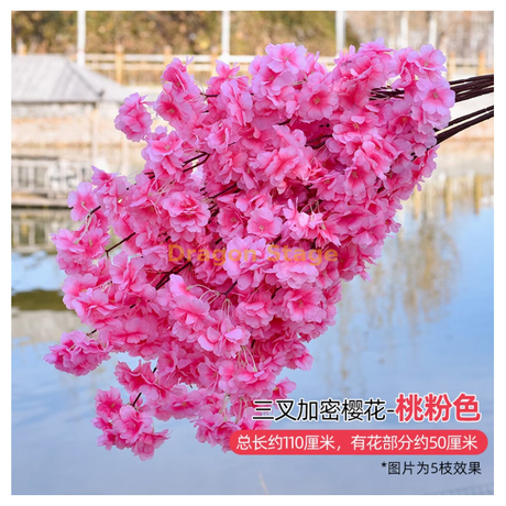 Bouquet à balle brodé simulé, décoration de scène de cérémonie de mariage, ornements de fleurs de soie, fausses fleurs à tête multiple, 3 fourches, rose de pêche super dense, 1 branche