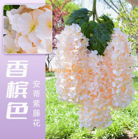 Wisteria tofu pudding String Violet False Fleur fleur de fleur de rotin décoration intérieure de mariage Antise Wisteria [Ultra dense] Champagne (6 pièces)