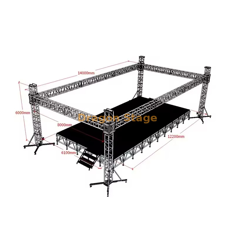 Système de ferme d'éclairage événementiel en aluminium robuste 14x8x6m (hauteur 6m)